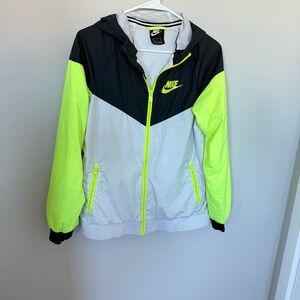 Nike Colorblock Windbreaker Jacket - Black, White, and Yellow XL